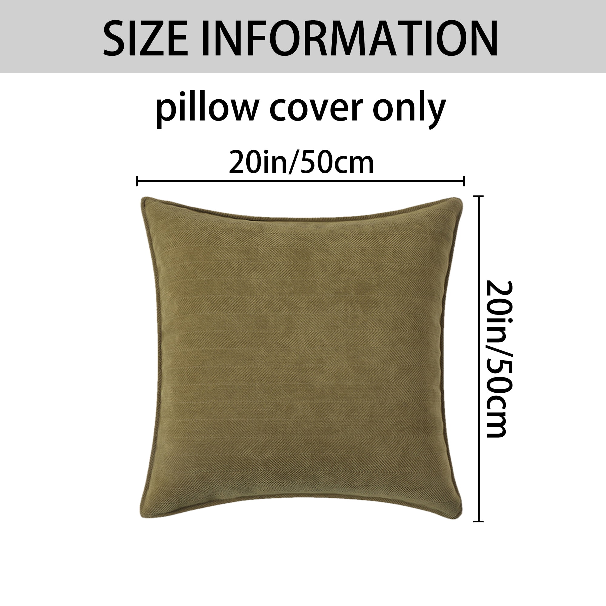 Unique Bargains 4 Pcs Soft Chenille Pillow Covers Green/Beige