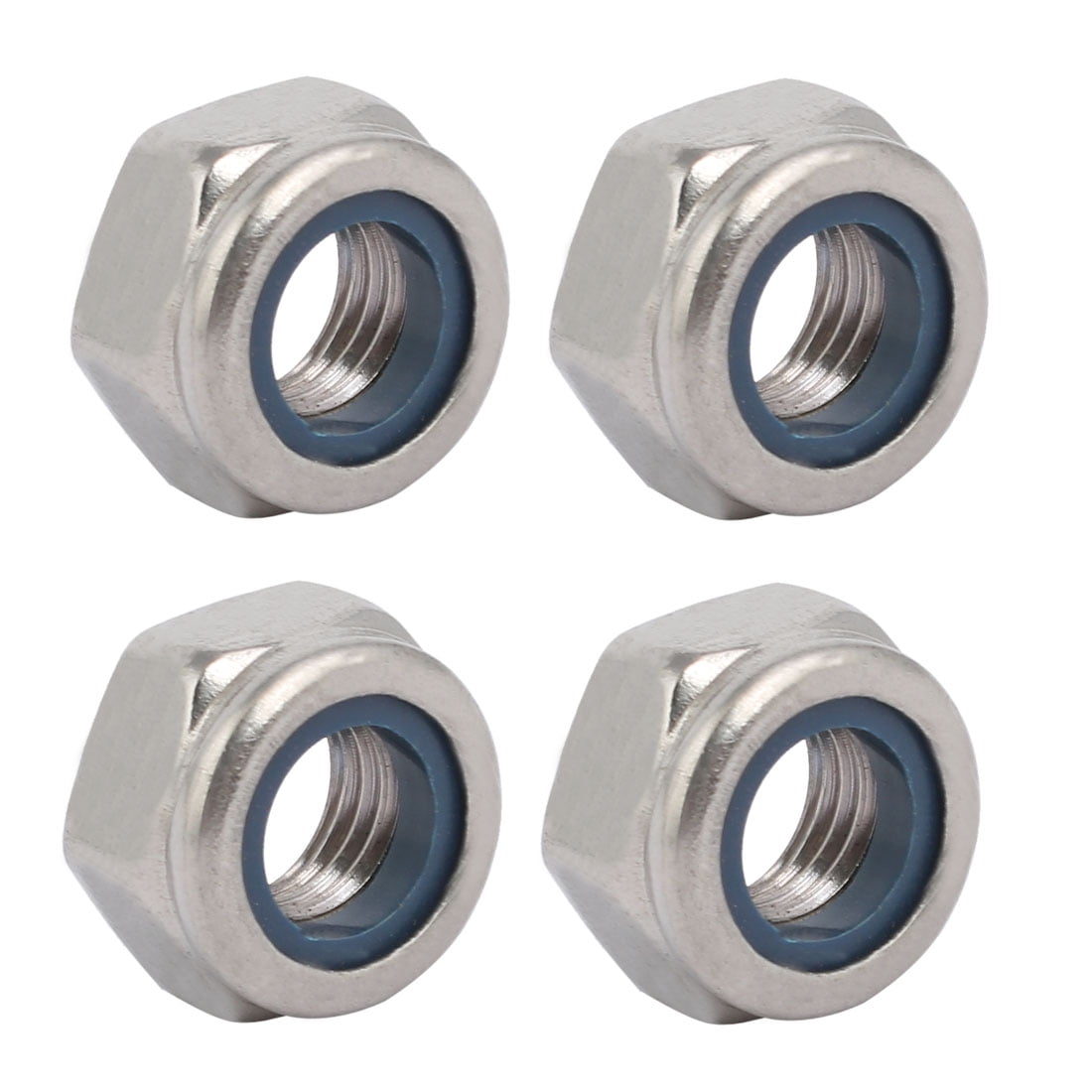 4pcs M10 x 1.25mm Pitch Metric Fine Thread 304 Stainless Steel Hex Lock