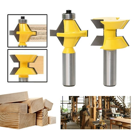 

TWSOUL 2pcs Shank Router Bit 120 Degree Matched 1/2 Shank Tongue and Groove Router Bit Set Woodworking Groove Chisel Cutter Tool