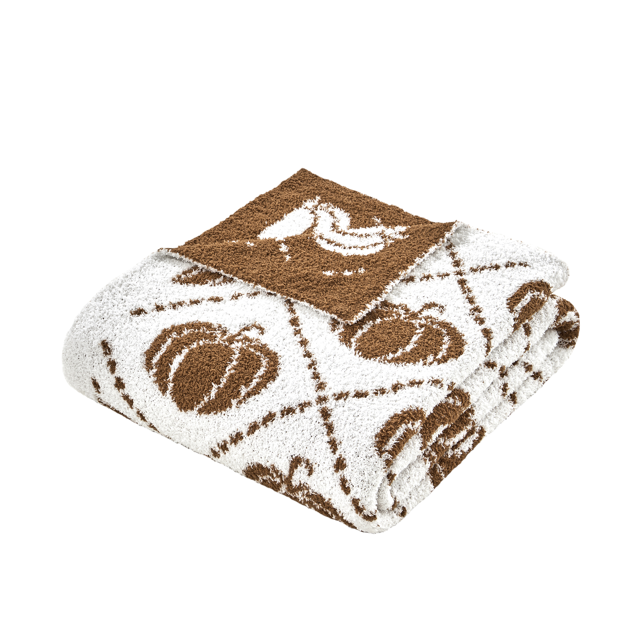 My Texas House White/Ginger Cozy Knit Pumpkin Throw, 50" x 60"