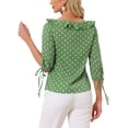 thumbnail image 3 of Blusa de verano con puntos de polka y cuello con volantes para mujer, de media manga, XS, verde polvo, 3 of 6