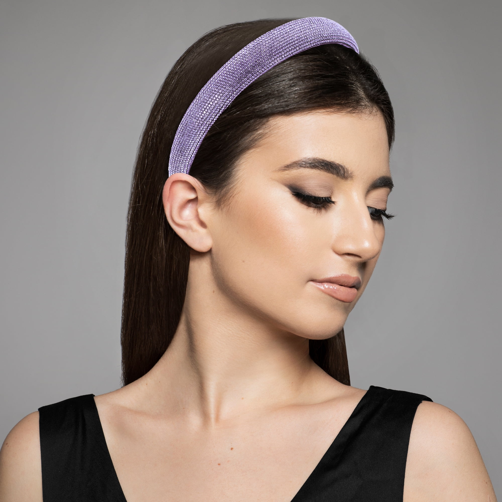 Unique Bargains Simplicity Rhinestone Wide-brimmed Headband Purple
