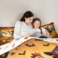 thumbnail image 4 of Feelyou Cartoon Chicken Pumpkin Full Size Bedding Sets, Spooky Bat Tombstone Full Size Bed in a Bag, Orange Brown, Halloween Reversible, 7-Piece, 4 of 7
