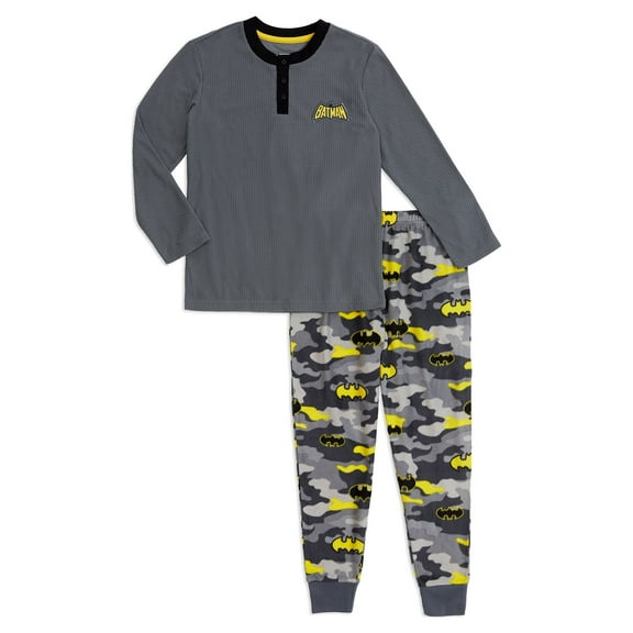 Batman Boys Long Sleeve Henley Pajamas Set, 2-Pieces, Sizes 4-12