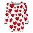 thumbnail image 4 of TrendVibe365 Valentines Day Clothes Ladies Tops and Blouses 3/4 Sleeve Round Neck Polyester Casual Love Heart Printed Lover Gift Blouse Tops for Valentines Gifts Pink XL, 4 of 5