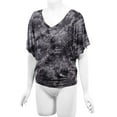 thumbnail image 4 of Made by Johnny Women's V-Neck Short Sleeve Tie Dye Drape Dolman Top M BLACK, 4 of 6