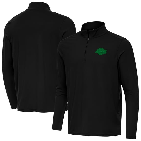 Men's Antigua Black Los Angeles Lakers St. Patrick's Day Intent Quarter-Zip Jacket
