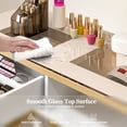 thumbnail image 5 of Manicure Table for Nail Tech, Glass Top Nail Desk Station w/4 Drawers & 2-Tier Storage Shelves, Salon Beauty Workstation Acetone Resistant w/Wrist Cushion, Golden Handles (White), 5 of 7
