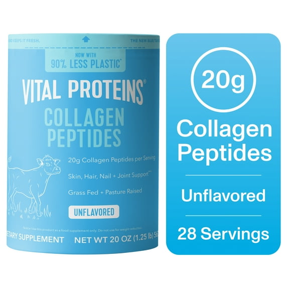 Vital Proteins Collagen Peptides Powder Supplement for Hair, Skin, and Nails, Unflavored Collagen Support, 20 oz