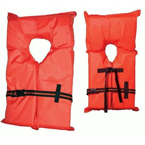 Kemp USAA Type II Life Jacket, Orange, Adult Oversized