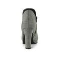 thumbnail image 2 of BLISSFUL STEP Women's Round Toe Block Heels Ankle Heel Boots Black White 10, 2 of 8
