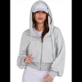 thumbnail image 3 of Sudaderas con Capucha y Cremallera para Mujer, Sudaderas , Casuales, Cómodas y Bonitas, Chaquetas con Cremallera, Conjuntos de Otoño A . Gris XL, 3 of 10