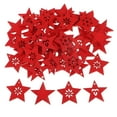 thumbnail image 4 of 50 Flocons de Neige en Bois Décoration Embellissement SCRAPBOOK - Rouge, Rouge, 30mm 50 Pcs Étoile Rouge, 4 of 7