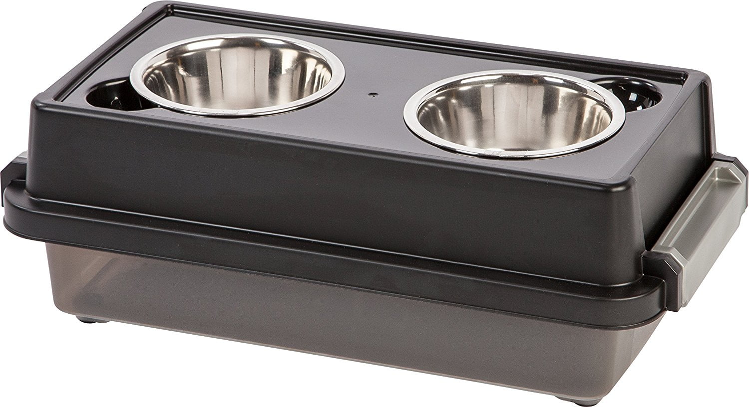 IRIS Small Elevated Feeder with Airtight Storage, Black