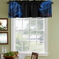 thumbnail image 3 of Blue Rose Curtain Valances for Windows, Kitchen Valance Window Treatments Panel 2 Pack, Vintage Abstract Garden Flower Floral Black Rod Pocket Short Curtains for Bathroom Bedroom 54 x 18 Inch, 3 of 8