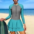 thumbnail image 4 of successthop Womens Tankini Swimsuits 2 Piece with Skirt Half Zip Bathing Suit Padded Surfing Long Sleeve Swimwear Blue, 4 of 8