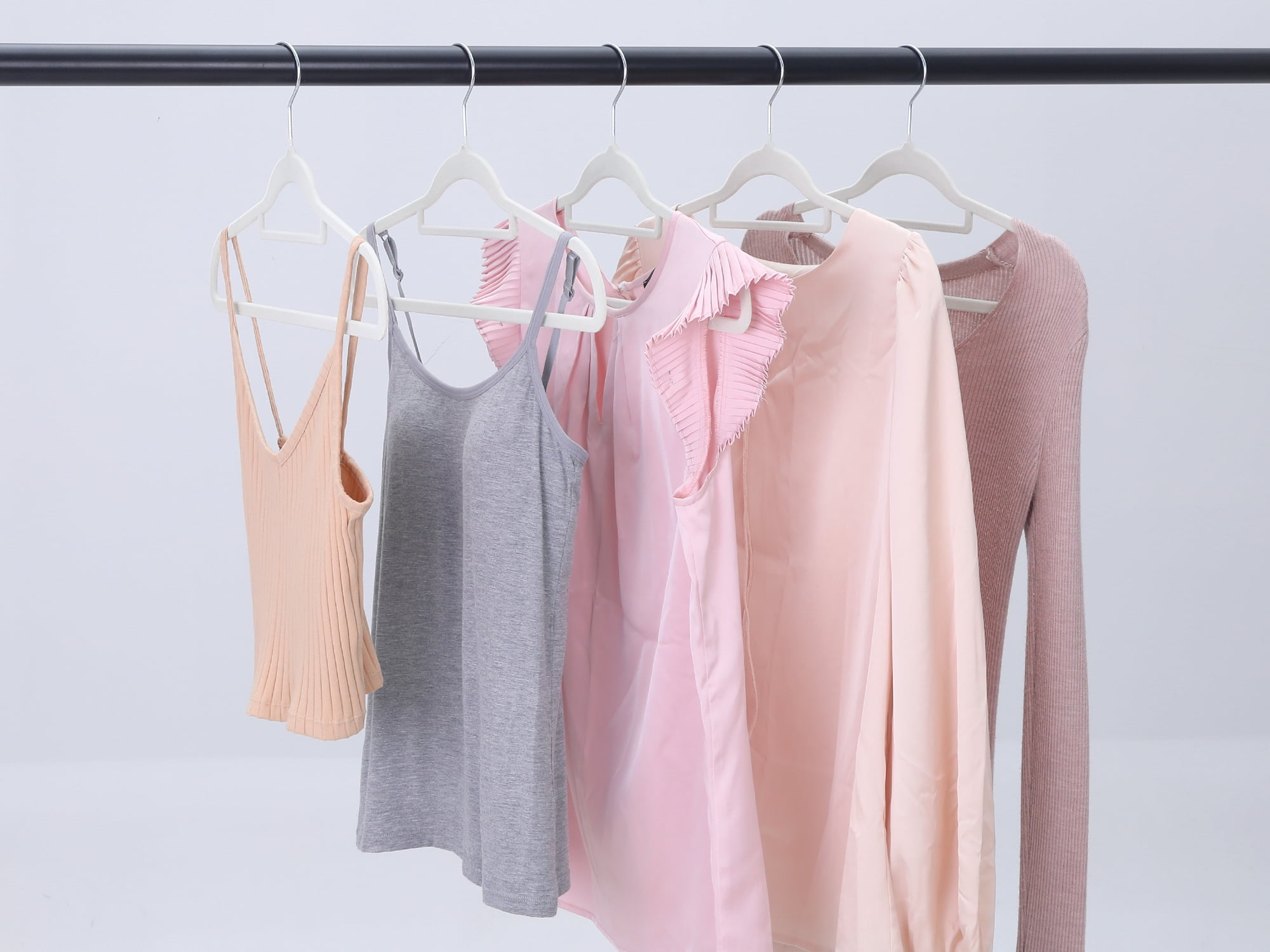 Unique Bargains Non-Slip Velvet Hangers for Closet Organization 10 Pcs Beige