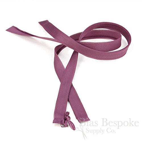 18" Invisible Separating Zipper, Mulberry Color, Bias Bespoke Brand