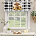 thumbnail image 3 of 2 Pack Valances for Windows, Yellow Sunflowers Yak Window Valances for Living Room/Bedroom/Bathroom, Black White Checkered Pastoral Buffalo Light Filtering Kitchen Curtain Valance 54"W x18" L, 3 of 9