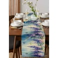 thumbnail image 2 of Botanical Purple Burlap Cotton Table Runner 14x72 Inches Long, Oil Painting Eucalyptus Blue Ombr Farmhouse Table Runners, Outdoor Dining Tablecloths Decor for Baby Shower/Party/Wedding, 2 of 6
