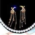 thumbnail image 4 of Long Tassel Rhinestone Earrings for Women Fashion Dainty Sparkly Fringe Lightweight Crystal Chandelier Drop Dangle Bridal Earrings Ear Studs Cubic Zirconia Crystal Statement Jewelry Gifts, 4 of 5