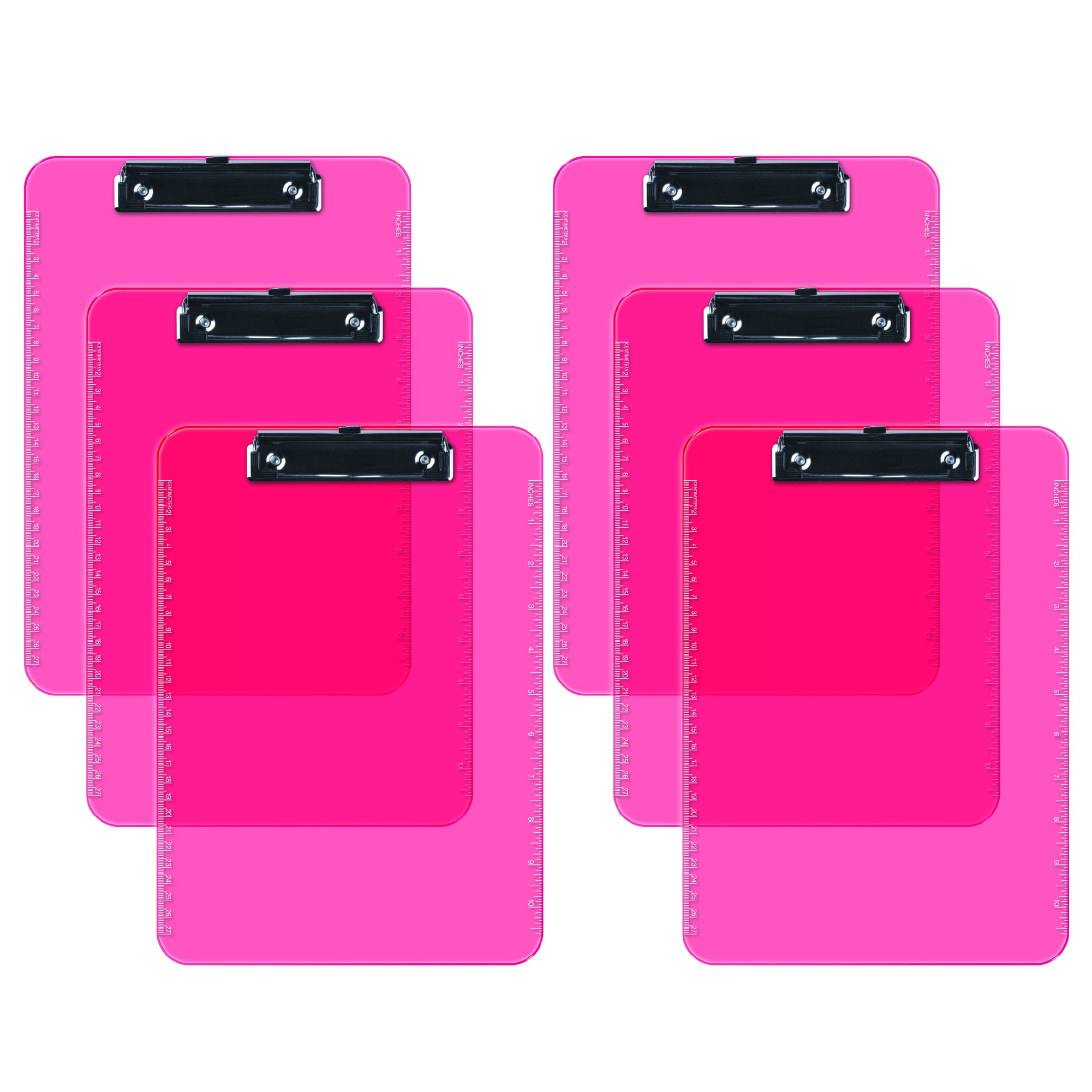 Bloc-notes en plastique Davis Group, pince plate, rose transparent, ensemble de 6