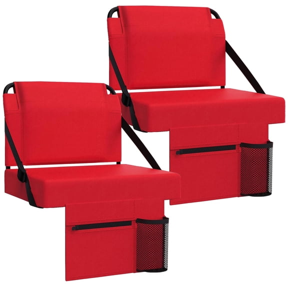 Stadium Seats For Bleachers With Back Support, Portable Bleacher Cushion Chairs, Padded Bench Seat With Shoulder Strap Cup Holder, 2 Pack
