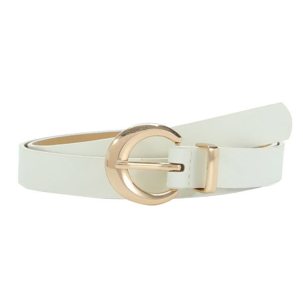 Cinturones Prolriy para mujer, cinturón de piel sintética para pantalones vaqueros, color blanco