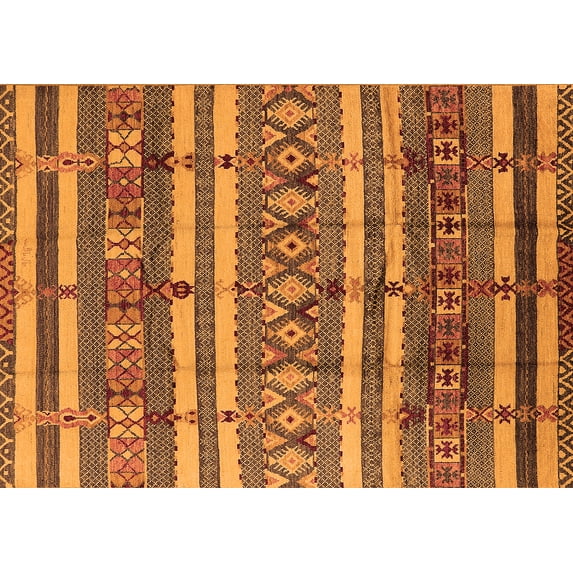 Ahgly Company Indoor Rectangle Solid Orange Modern Area Rugs, 2' x 5'