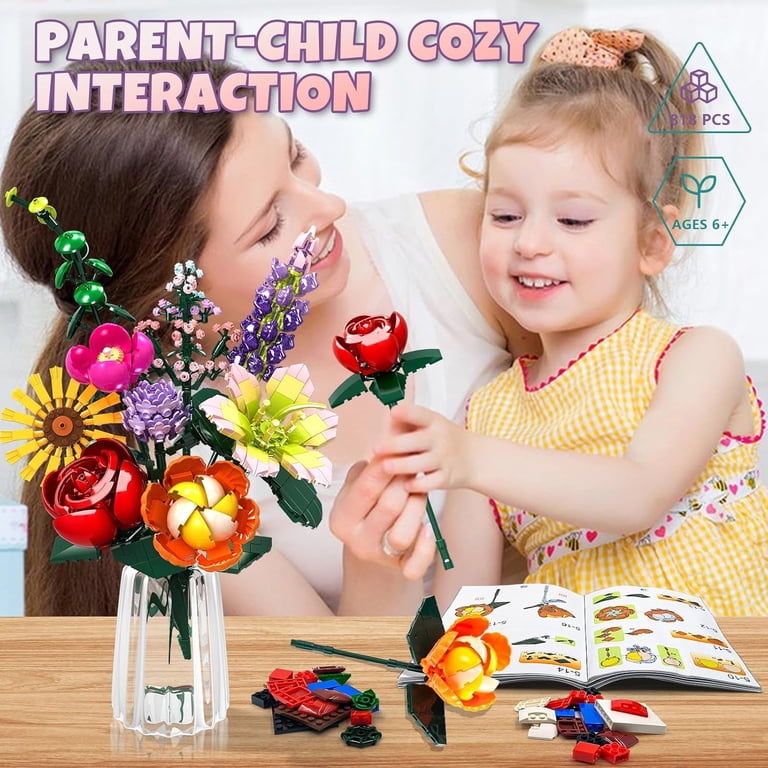 Flowers Bouquet Building Toy Set, 9 Kinds of Flowers Botanical