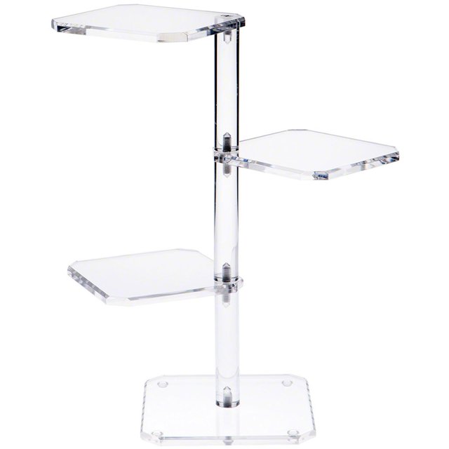 Plymor Clear Acrylic Beveled 3-Shelf Display Riser/Tower, 16.5" H x 13.25" W x 7" D