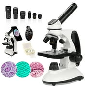 LAKWAR 40X-2000X Optical Microscope, for Kids Students and Adults Metal Body Dual LED Prepared Slides for Beginners Full Kit Accessories Phone Holder and Carry Bag.