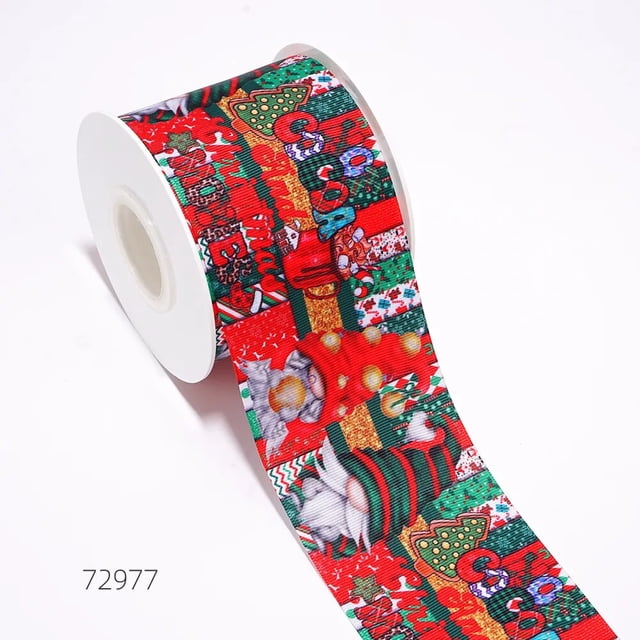 Cintas para el día de Navidad, cinta de grogrén/satén impresa para lazo de adornos para manualidades, 10 yardas, 72804