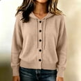 thumbnail image 3 of Juniors Short Sweater Hood Outfit for Women Long Sleeve Going Out Crochet Cable Knit Plain Winter Fall Coats Button 2026, 3 of 8
