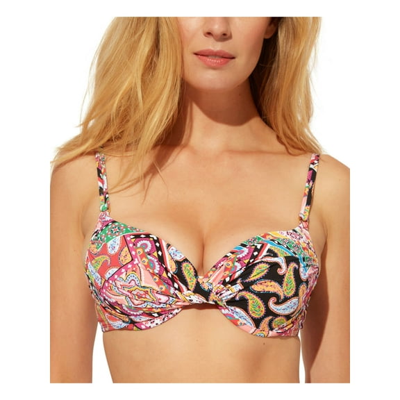 BLEU Women's Multi Color Printed Stretch Push-Up Twist Front Fixed Cups Swimsuit Top 4