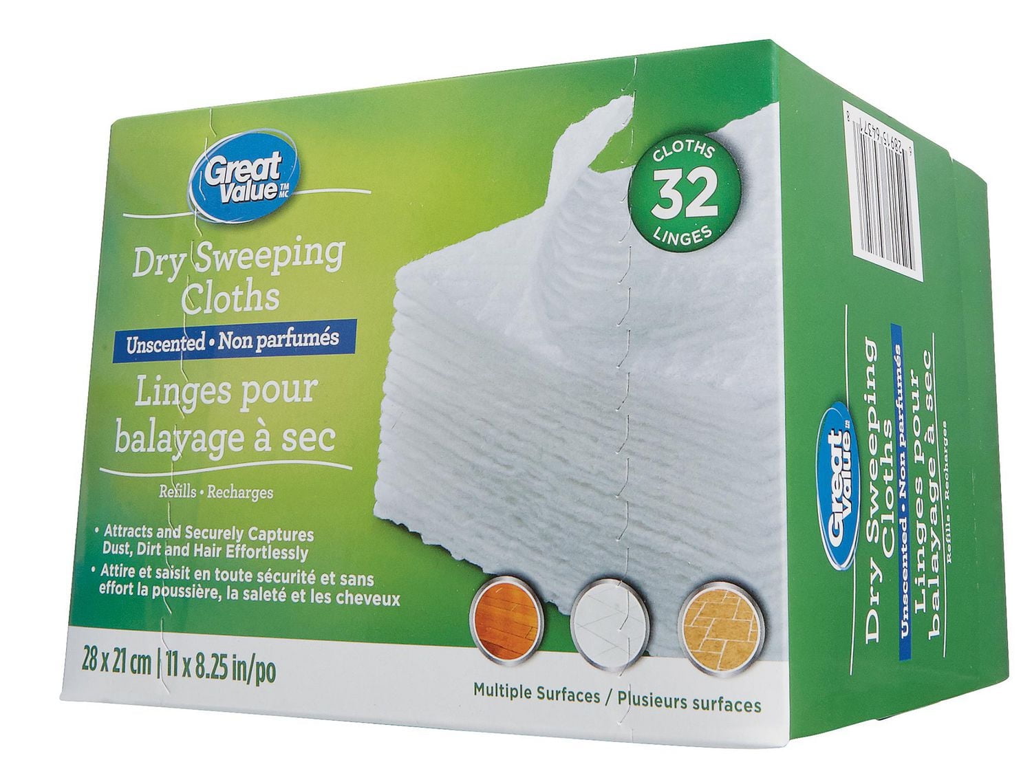 Linges pour balayage à sec Great Value Non parfumés Linges pour balayage à sec