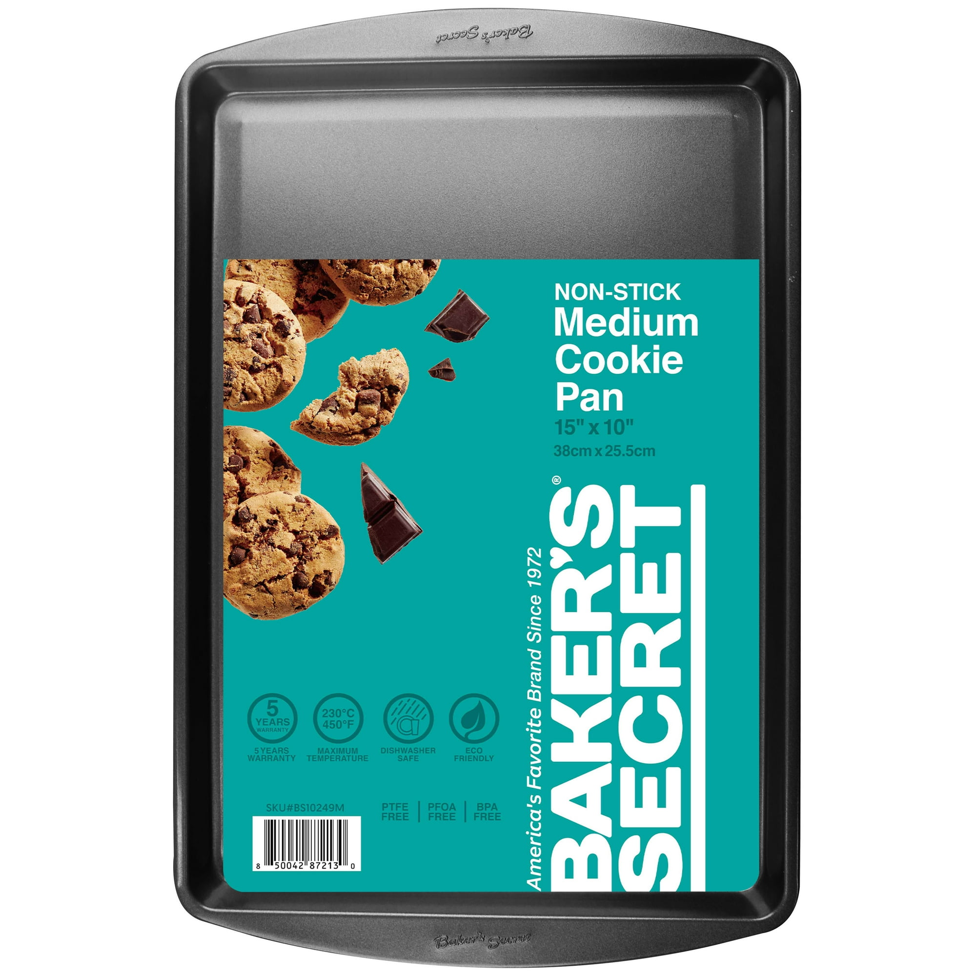 Baker’s Secret Nonstick Medium Cookie Sheet, Carbon Steel, 15 x 10 inches, Gray