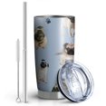 thumbnail image 2 of 20 Oz Pug and Footprints Coffee Tumbler Double Wall Insulated Stainless Steel Water Bottle | Metal Reusable Thermoses Flask with Cup Cap | Leak & Sweat Proof with Anti-Dust Lid, 2 of 7
