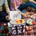 thumbnail image 5 of FORMRS Insulated Cooler Bag 24 Cans Capacity Soft Leakproof Lunch Box with Side Pockets, Pink and Purple Plaid Pattern, 5 of 7