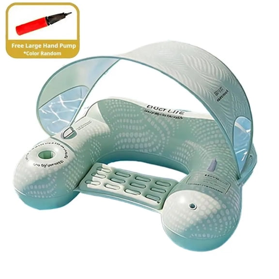 Inflatable Pool Float Lounger Portable Foldable Water Recliner with Cup Holder Sunshade