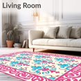 thumbnail image 2 of ODIKA 4x6 Machine Washable Non-Slip Area Rug, Rococo Fleur De Interlocking Tapestry Design Ultra Soft Rug, None, 577777, 2 of 7