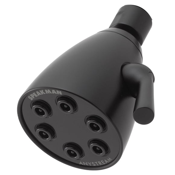 Speakman S-2252-MB Signature Brass Icon Anystream Alcachofa de ducha ajustable de alta presión, negro mate, 3 configuraciones