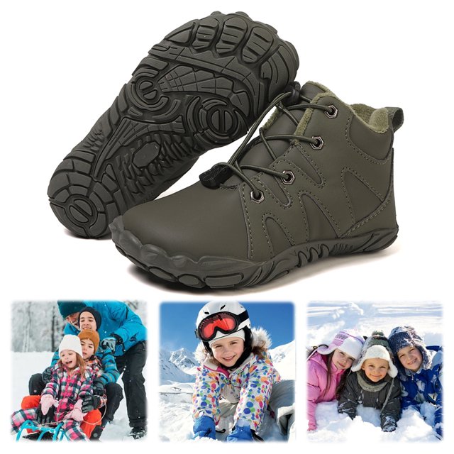 Botas Tobillo Minimalista Nieve Invierno para Escalar Senderismo (Dark 34) Verde