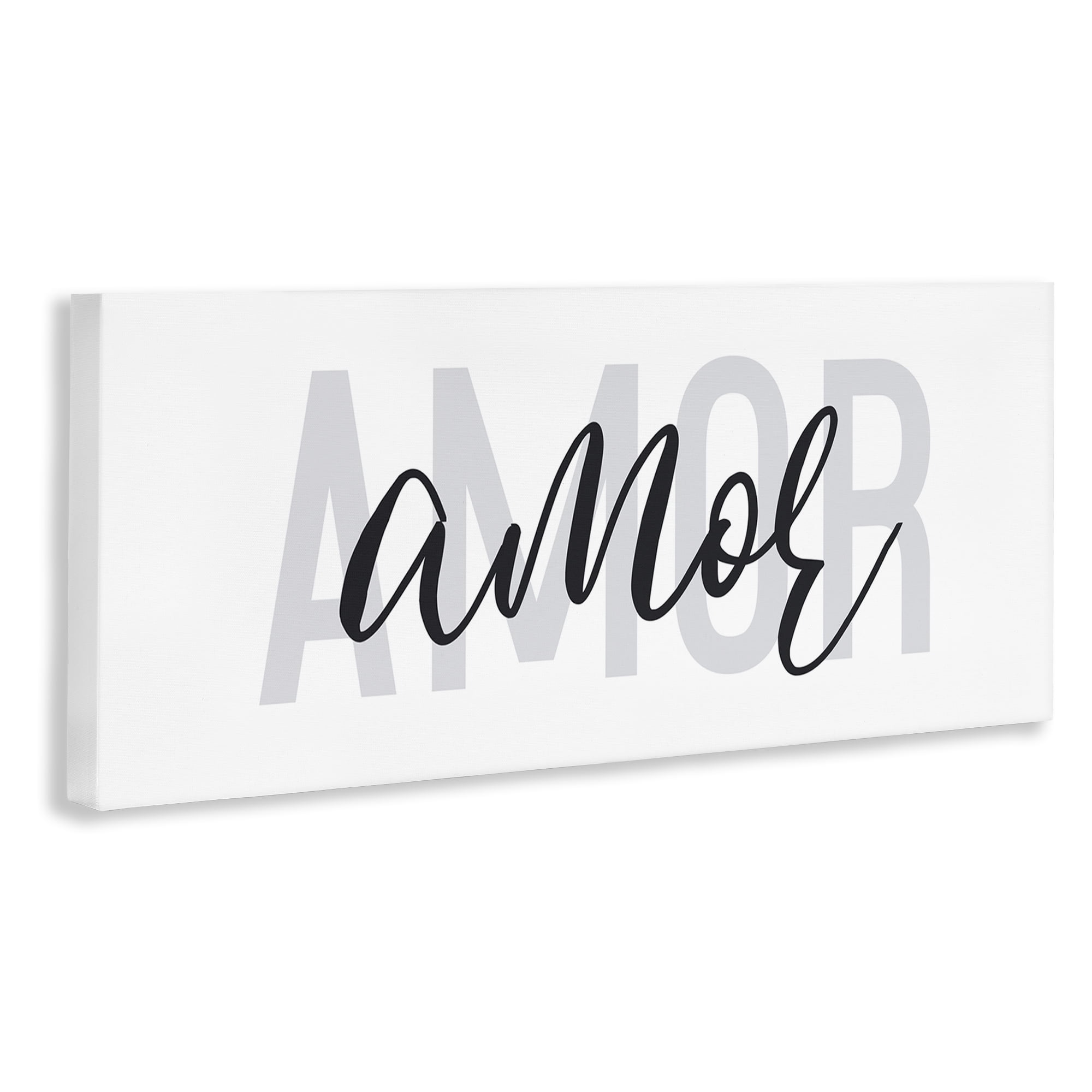 Stupell Industries Amor con Diseño Minimalista Typography and Symbols Painting Wrapped Canvas Art Print Wall Art, 24 x 10