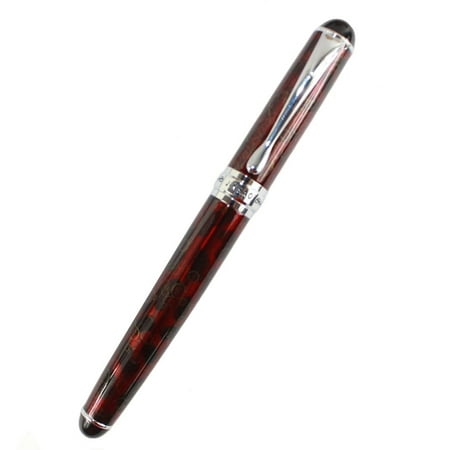 Smooth Writing Pen Jinhao X750 Fountain Pen with Medium Nib Dark Red Flower Pattern Stainless Steel