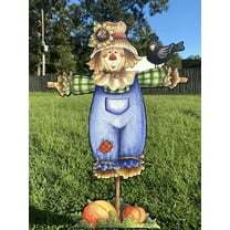 Scarecrow on A Stick with Pumpkins Yard Art Decoration