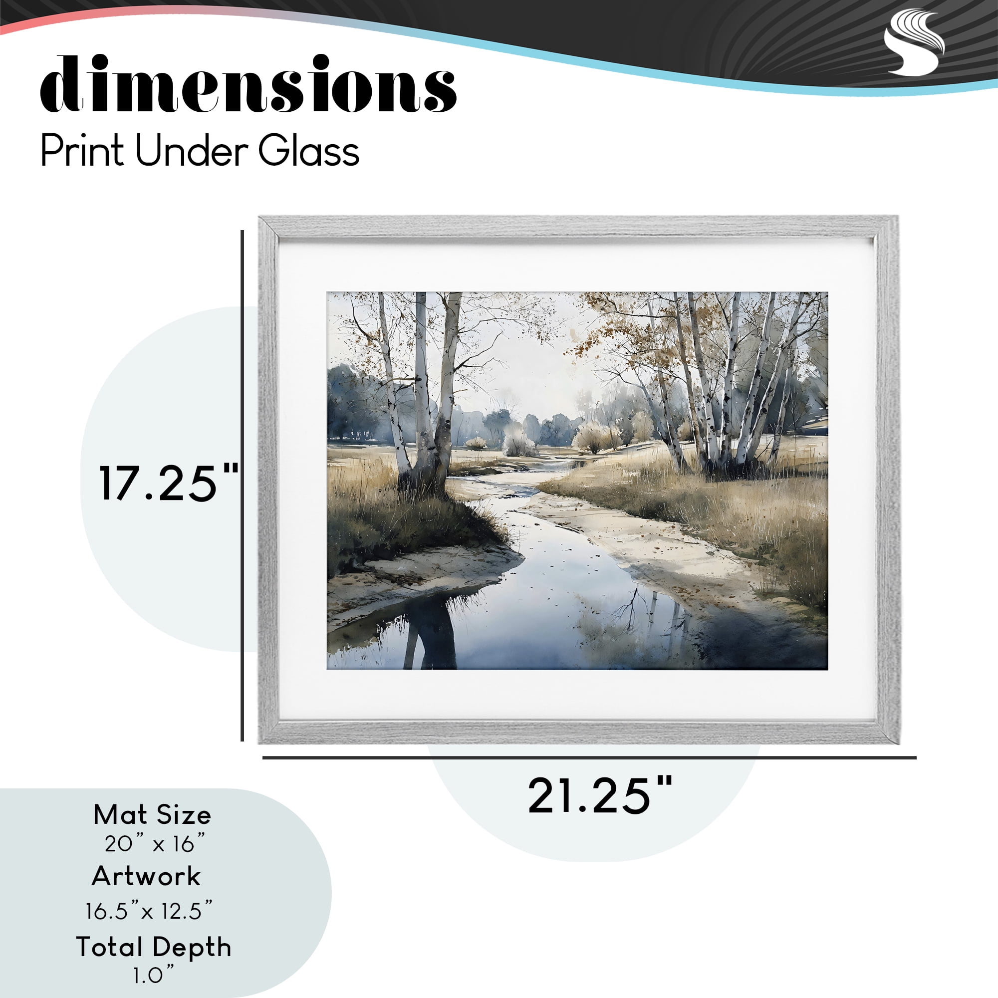 Stupell Industries Birch Tree Creek in Autumn Gray Framed Print Under Glass, design by Franklyn Gregory