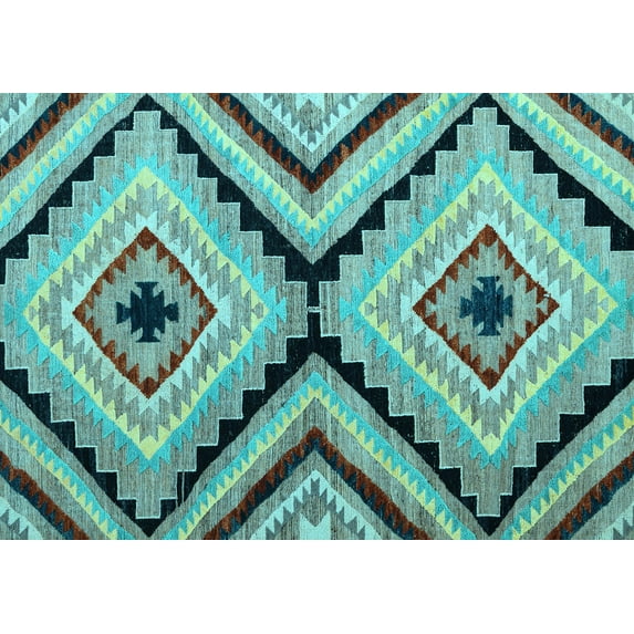 Ahgly Company Indoor Rectangle Abstract Light Blue Modern Area Rugs, 8' x 10'