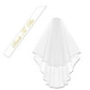 Double Ribbon Edge Center, Cascade Bridal Wedding Veil With Comb and Bride To Be Satin Sash, Bachelorette Party Decorations Supplies, White