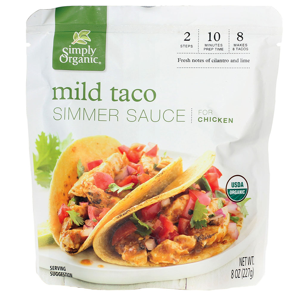 Simply Organic Mild Taco Simmer Sauce Certified Organic 8 Oz Pouch Simply Organic Mild Taco Simmer Sauce Certified Organic 8 Oz Pouch